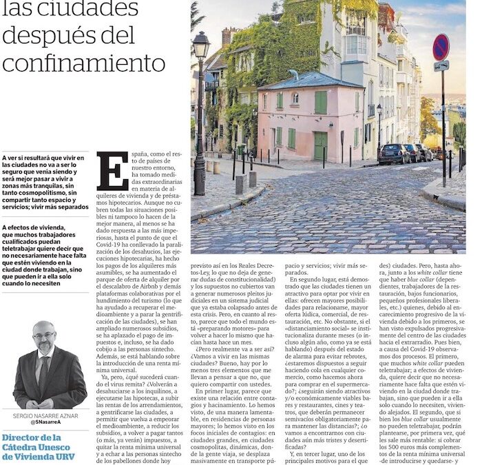 La vivienda y las ciudades después del confinamiento