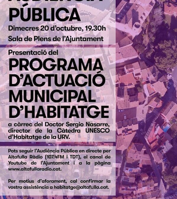 Programa d’actuació municipal d’habitatge
