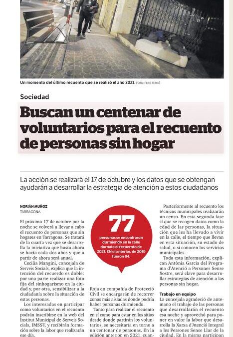 Count of homeless people in Tarragona