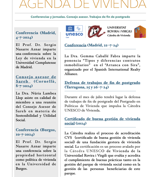 Agenda of the Chair