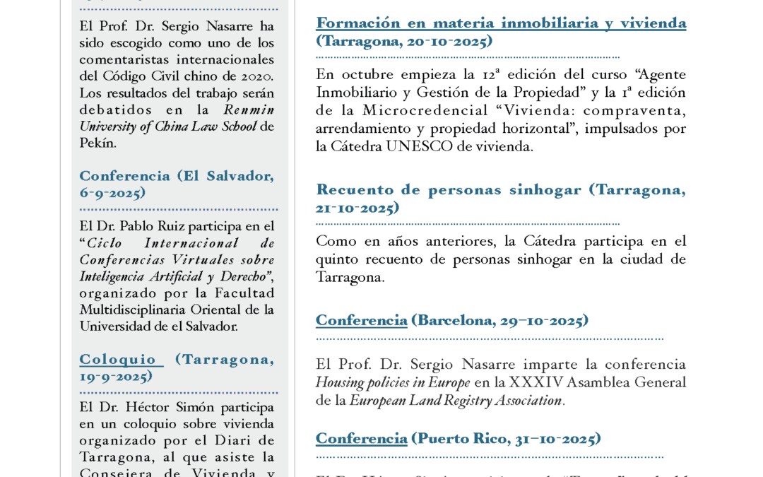Agenda of the Chair